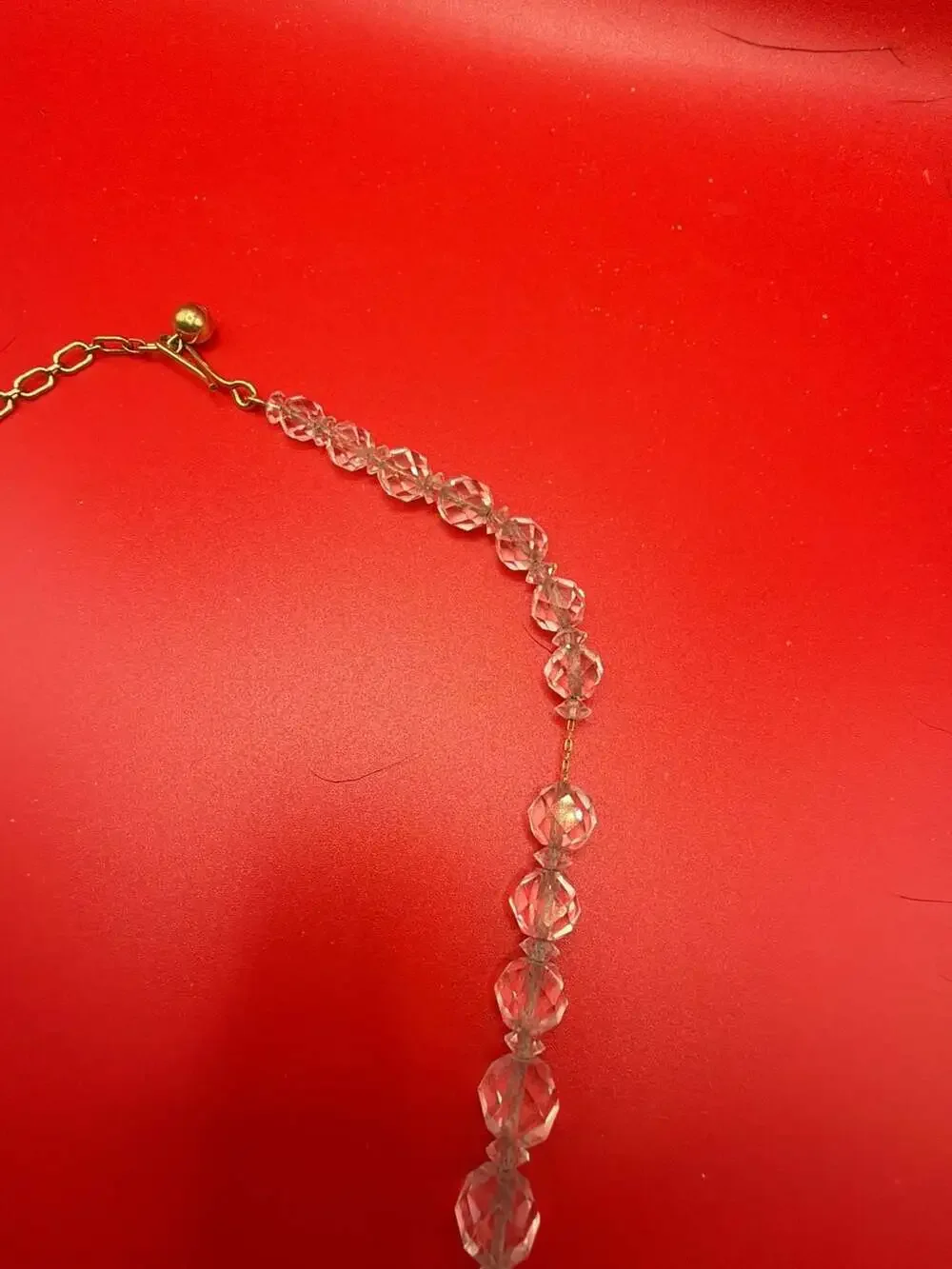 Vintage Clear Faceted Crystal Graduated Bead Necklace